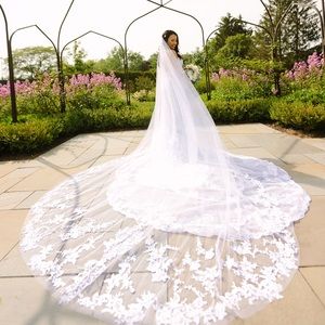 Long cathedral wedding veil